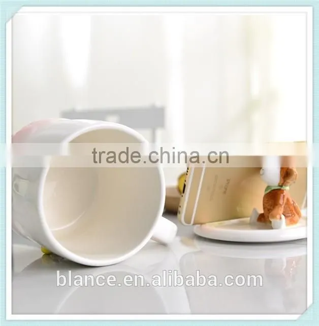 unique design animal mug with funny phone holder lid