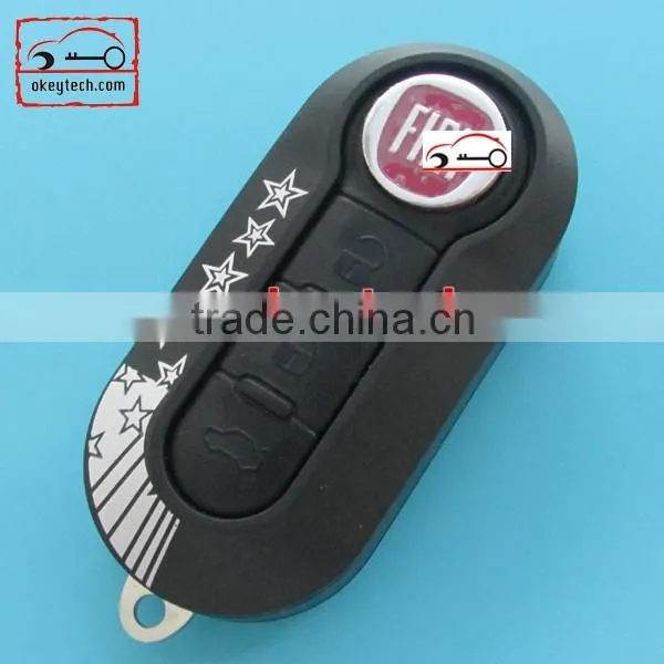 High Quatity Fita 500 flip remote key shell black 3 button Fiat 500 Brava Panda Punto fobs romote key case