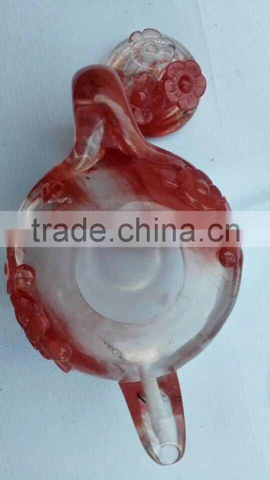 Decorative Handmade Smleting Stone Crystal Teapot Carving