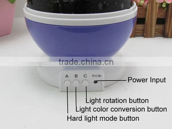 2015 New design Color changing night light Best selling Projection Rotating Night Light