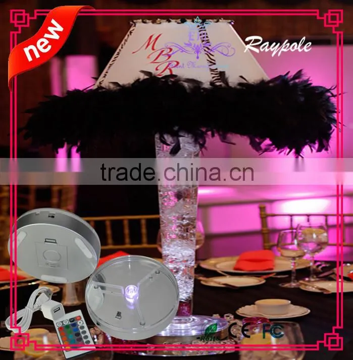 Rechargeable multi-color led centerpiece light base 6 inch led vase lighting base for wedding/ party decoration