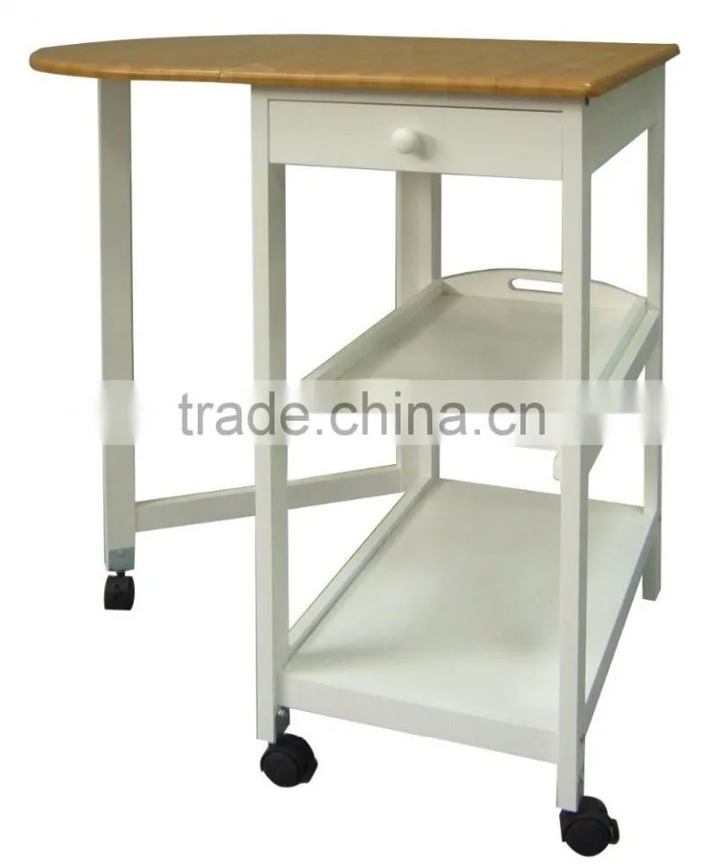Bamboo kitchen trolleys with baskets wheels for kitchen room