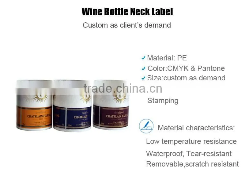 Spot UV Wine Bottle Neck Label With Fasson Paper Material