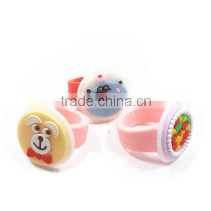 Custom PVC Round Plastic Ring, Kids Finger Ring For Gift