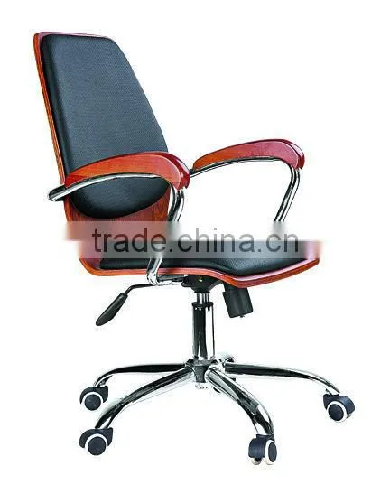 Wooden seatrest and backrest swivel metal chairs with armrest