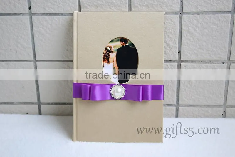 Gold Wedding Guest Book with photo frame