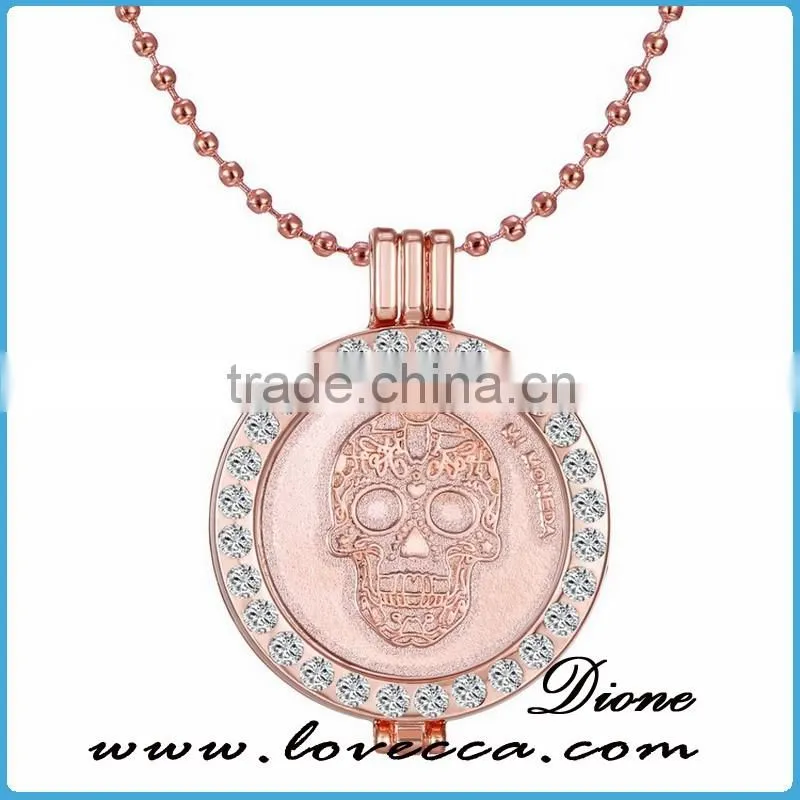 DIY Rose Gold Pendant Coin Disc 33MM Skull Coin Necklace Accessories gifts