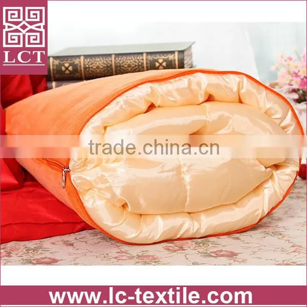 supply 2 in 1 foldable blanket Specially designed orange color cozy pillow with custom embroidery(LCTP0120)