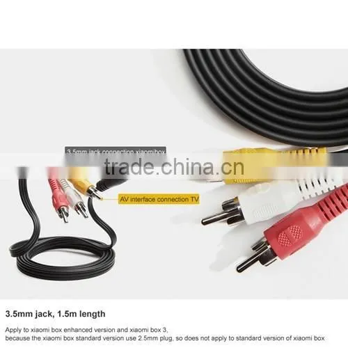 Original Xiaomi AV Cable 3.5mm to RCA 1.5m Black Audio Video Cable for Xiaomi Mi TV Box 3