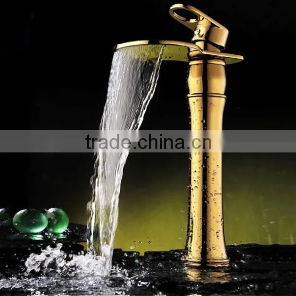 luxury waterfall taps antique brass golden waterfall basin tap