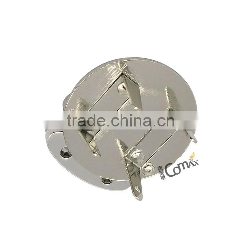 Silver metal push lock for handbags