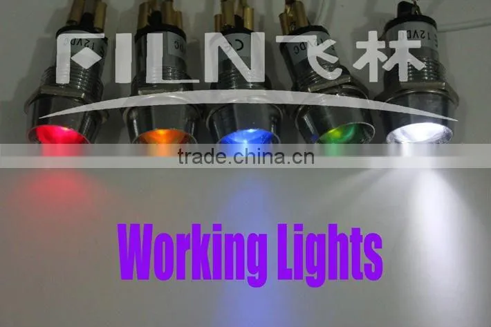 FILN 16mm diameter 12V Yellow metal led indicator light