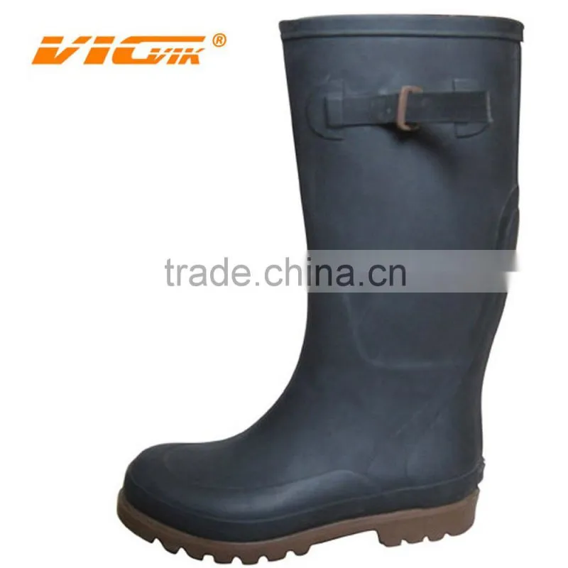 China wholesale black men fashion cheap worker rain boots rubber wellies wellington