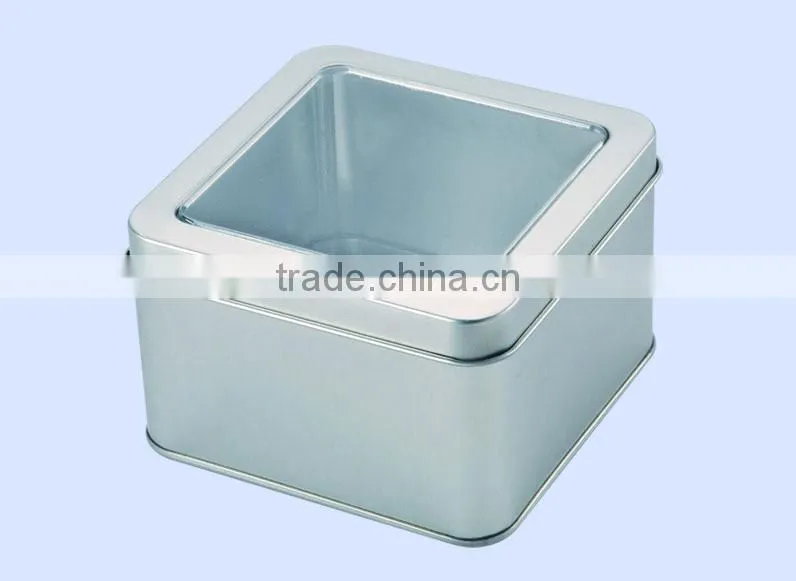 factory price custom gift box hot selling rectangular tin watch box PVC window luxury gift box packaging