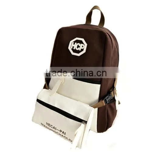 Hot Sell Korea Design Canvas Girl's Backpack with Pouch (BJMHT001)