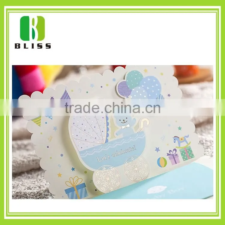 Hot-Selling High Quality Low Price Custom folding lovely 3d ribbon music birthday greeting card