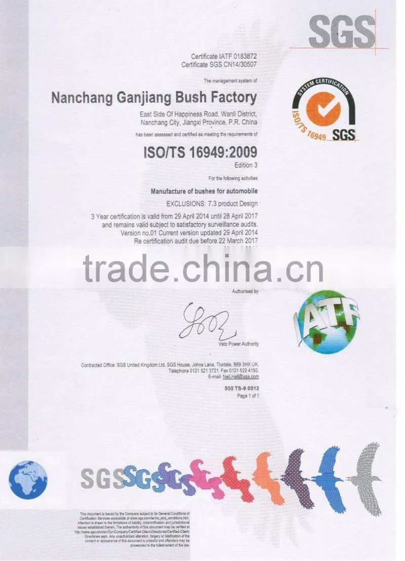 Timely delivery promise bushing bearing rubber bushes making machinery 96213130