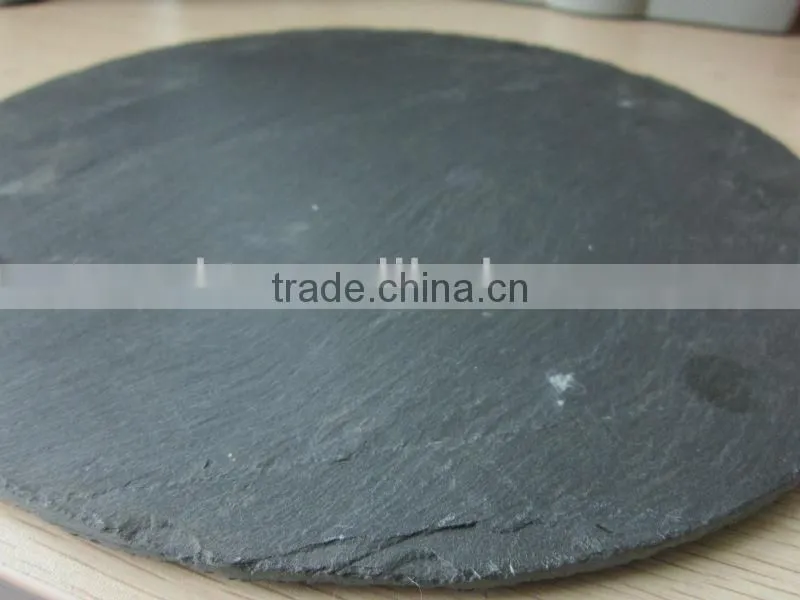 JiuJiang quarry round black natural slate stone coaster