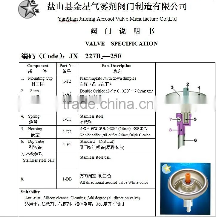 360 degree all direction valves/all direction aerosol valves