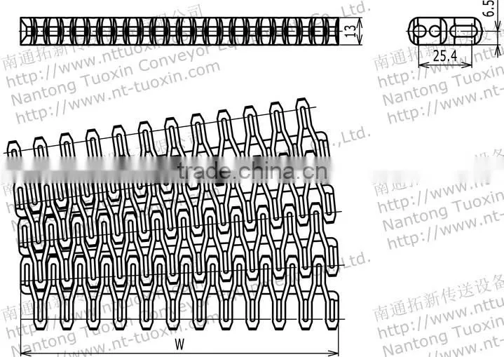FLS254 Radius Flush Grid Plastic Modular Conveyor Belt