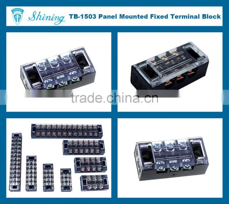 TB-1503 Fixed Type 600V 15A 3 Pole Female Pluggable Terminal Strip