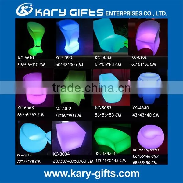 LED glow chair plastic lighted sofa