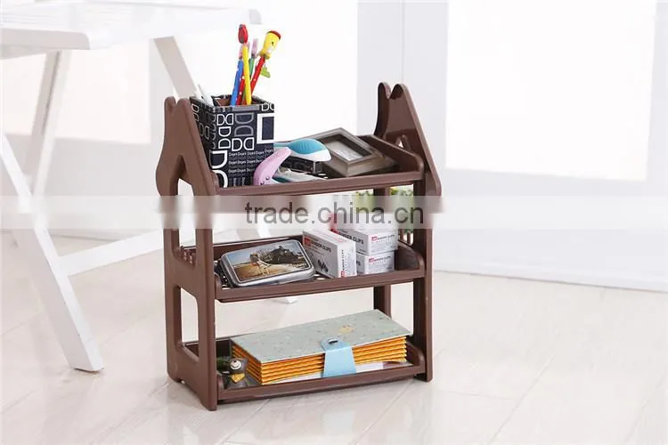 3-Shelf Multifunction Shelving Unit Plastic Storage Rack with Home Shape Wine Organizer