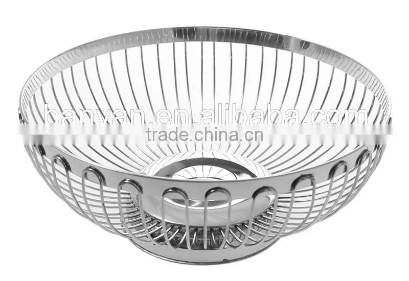 Polish Finish Round Shape Stainless Wire Fruit Basket