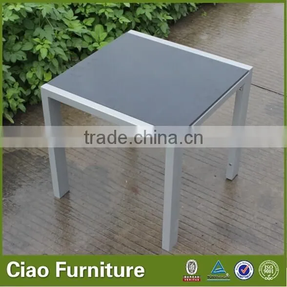 KD outdoor aluminum table with glass top