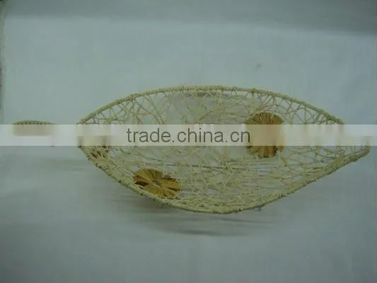 Natural rattan&water hyacinth weaving iron frame fish shaped fruit basket