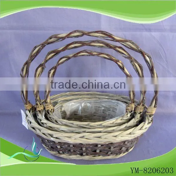 round natural wicker basket with handles direct supply