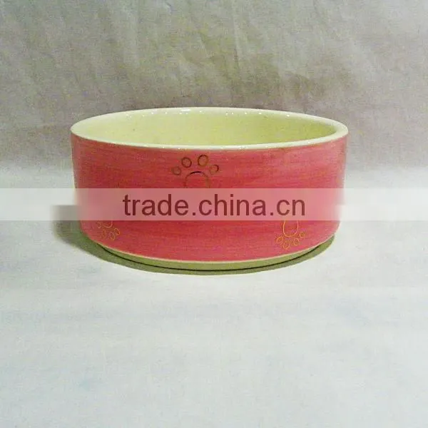 Pink Lovely Ceramic Animal Prints Pet Bowl