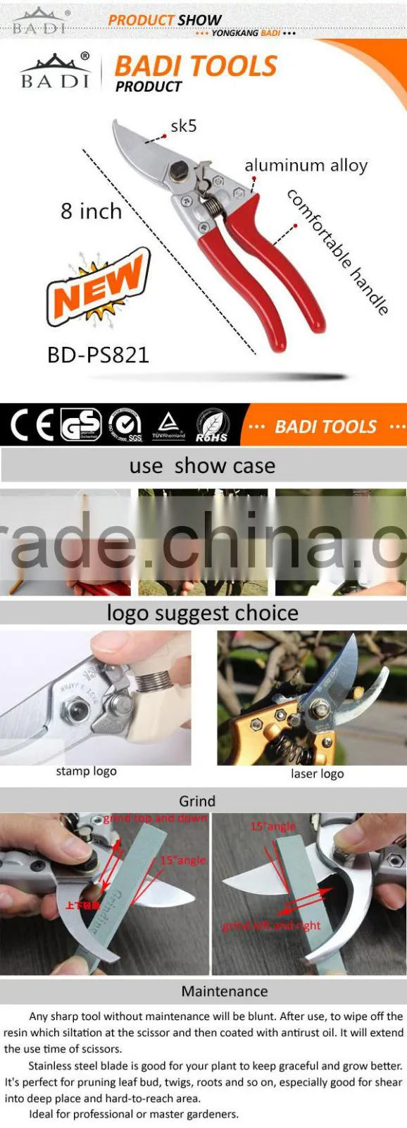 2016 new design pruning garden bonsai shear