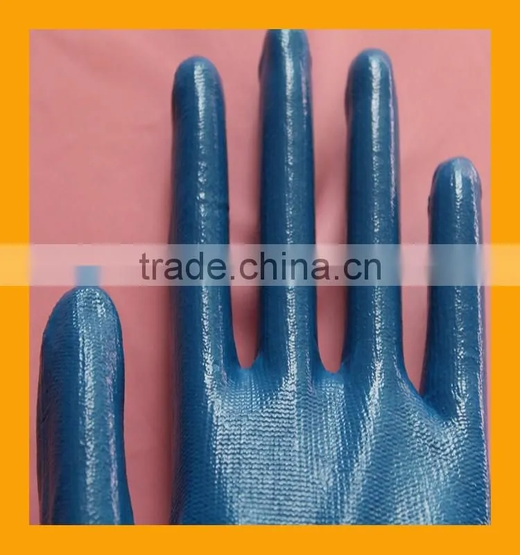 13 Gauge Seamless Knitted Blue Nitrile Palm Coated Nylon Working Gloves