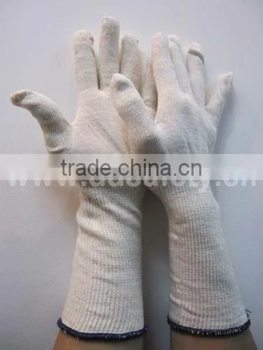 DDSAFETY 2017 13 Gauge 3 Thread Bleach Cotton Knitted Long Cuff Safety Gloves