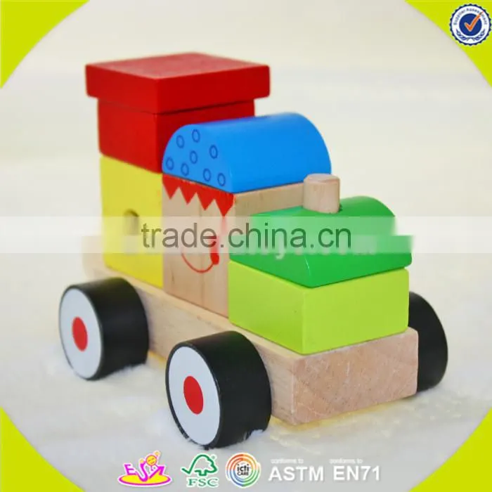 wholesale top sale multifunction pulling train toy stylish wooden pull train toys W05C008