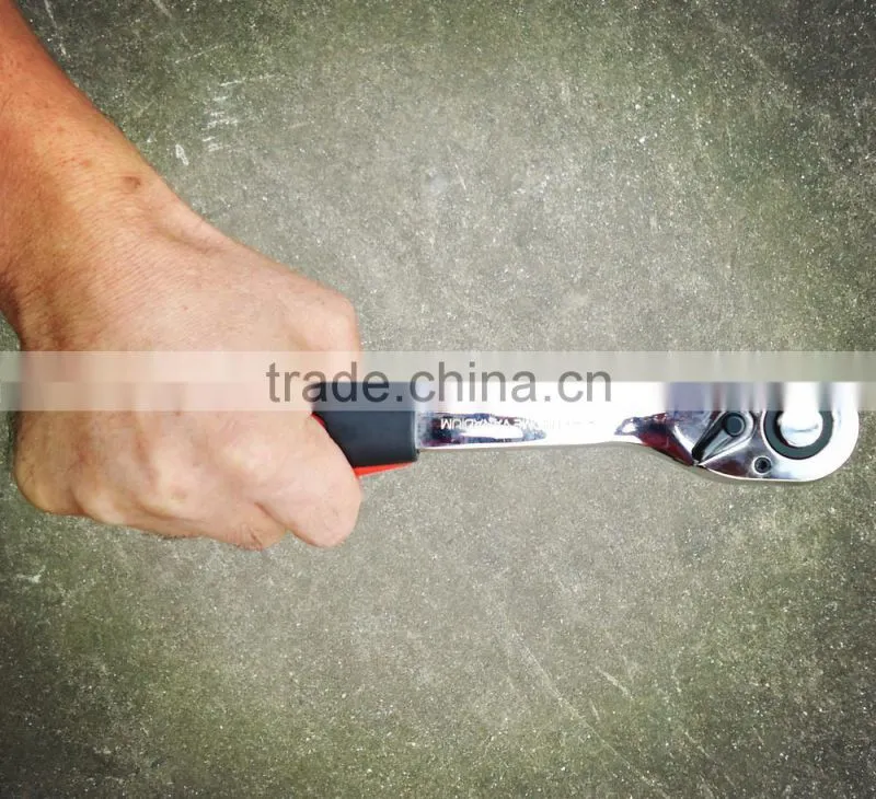 High quality CR-V steel Ratchet Wrench with double colors TPR handle