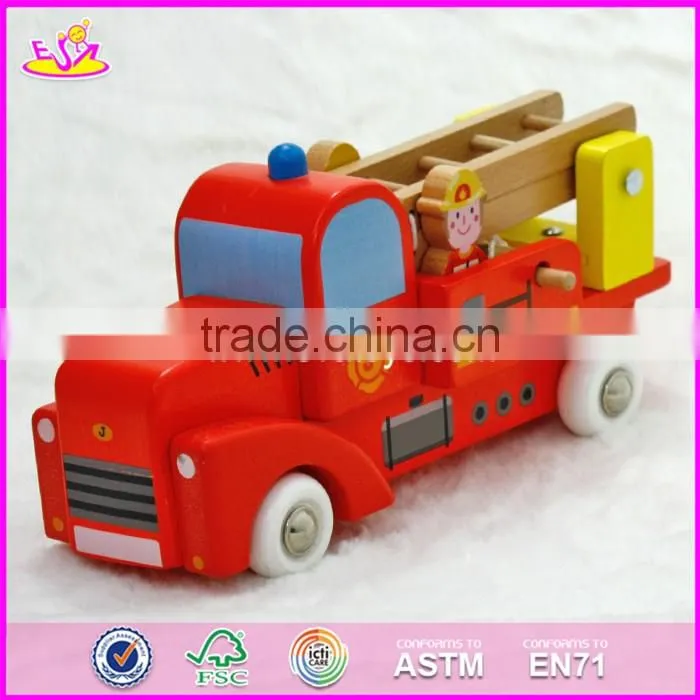 2017 New design children wooden fire truck toys W04A289