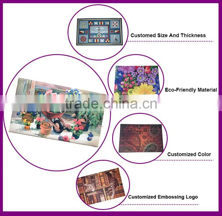 Waterproof custom Design Digital Printed Logo rubber floor mat