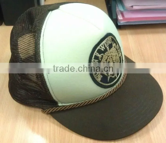 2013 summer printing snap back closure flat brim foam mesh 5 panel trucker cap