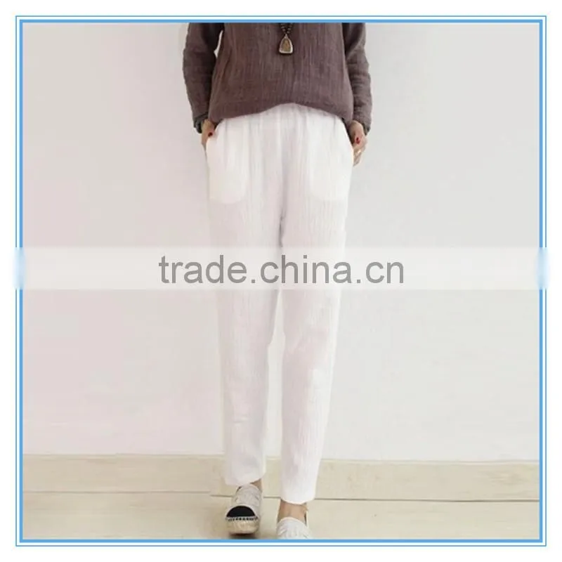 Women Autumn Spring Summer Harem Pants Linen Cotton Casual Slim Trousers