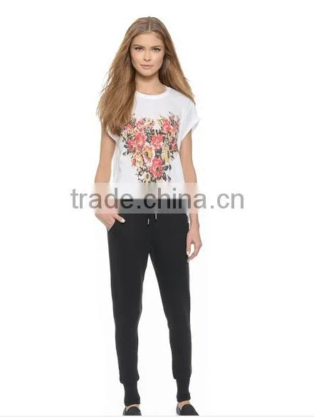 Fashion cultivate one's morality Button placket sweatpants with rib bottom and elastic waistline