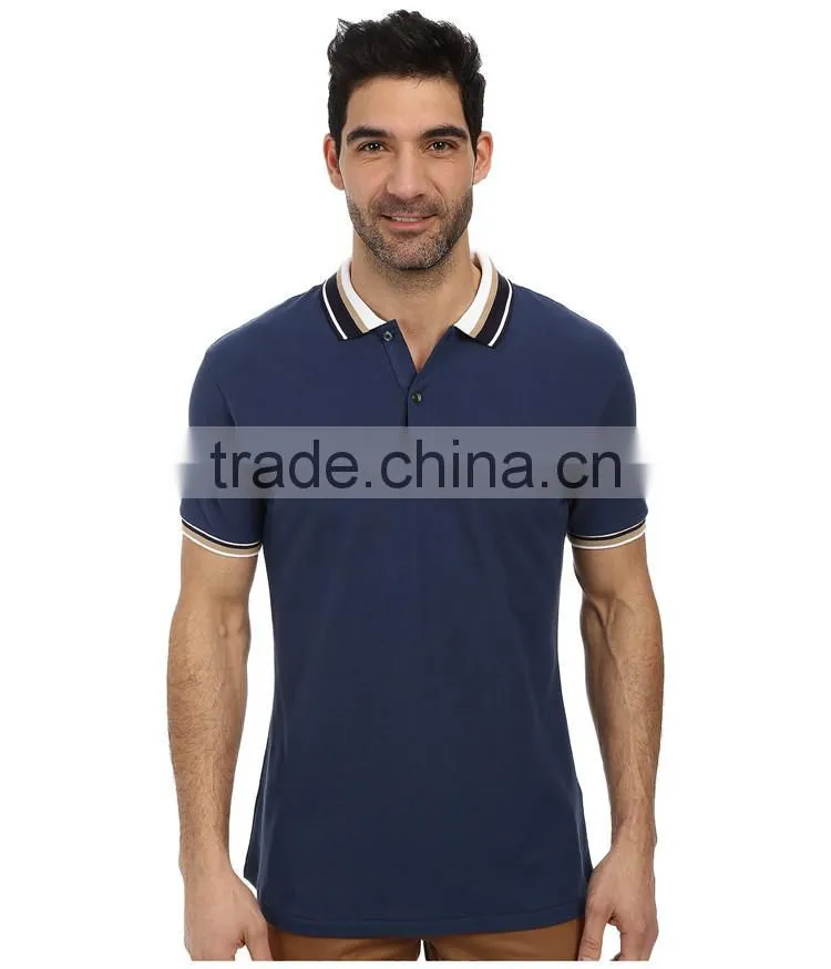 2015 latest custom short sleeve mens fancy pique camisetas polo, ribbing camisetas polo