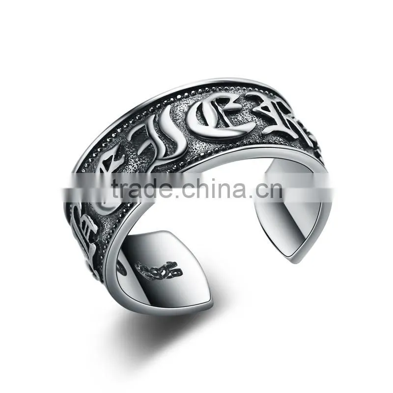 Fashion cool retro punk JEWELRY open ring sterling silver for men wholesale