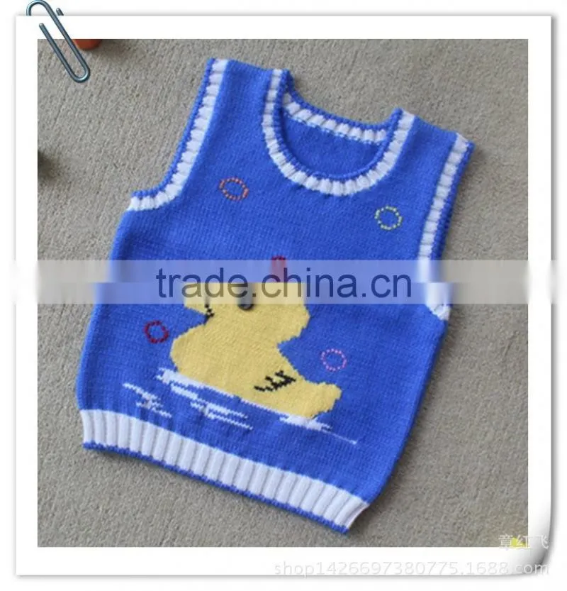 cute cartoon duck pattern kids knit vest baby kids sleeveless sweater