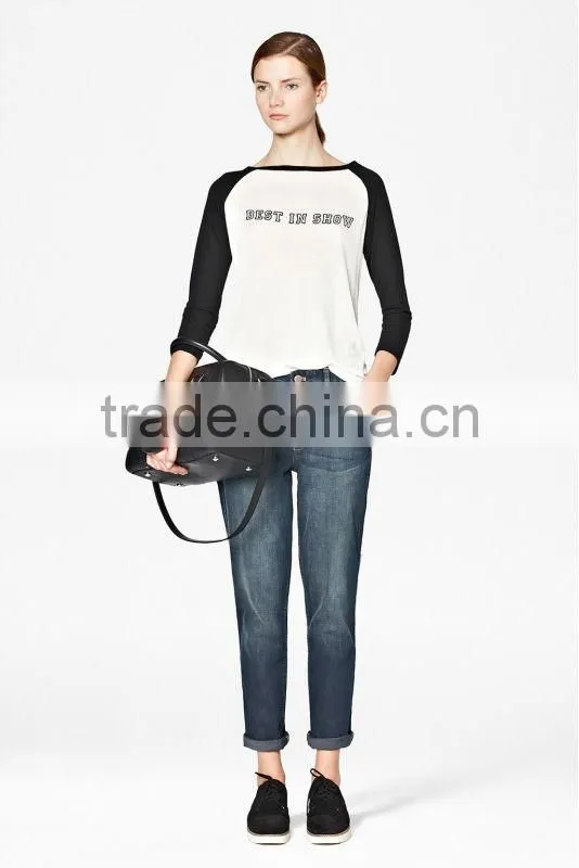 Ladies Three Quarter Sleeve Printed T-shirt