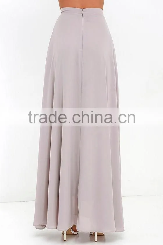 High banded waist sexy thigh slit maxi skirt fashion long skirts for women 2016
