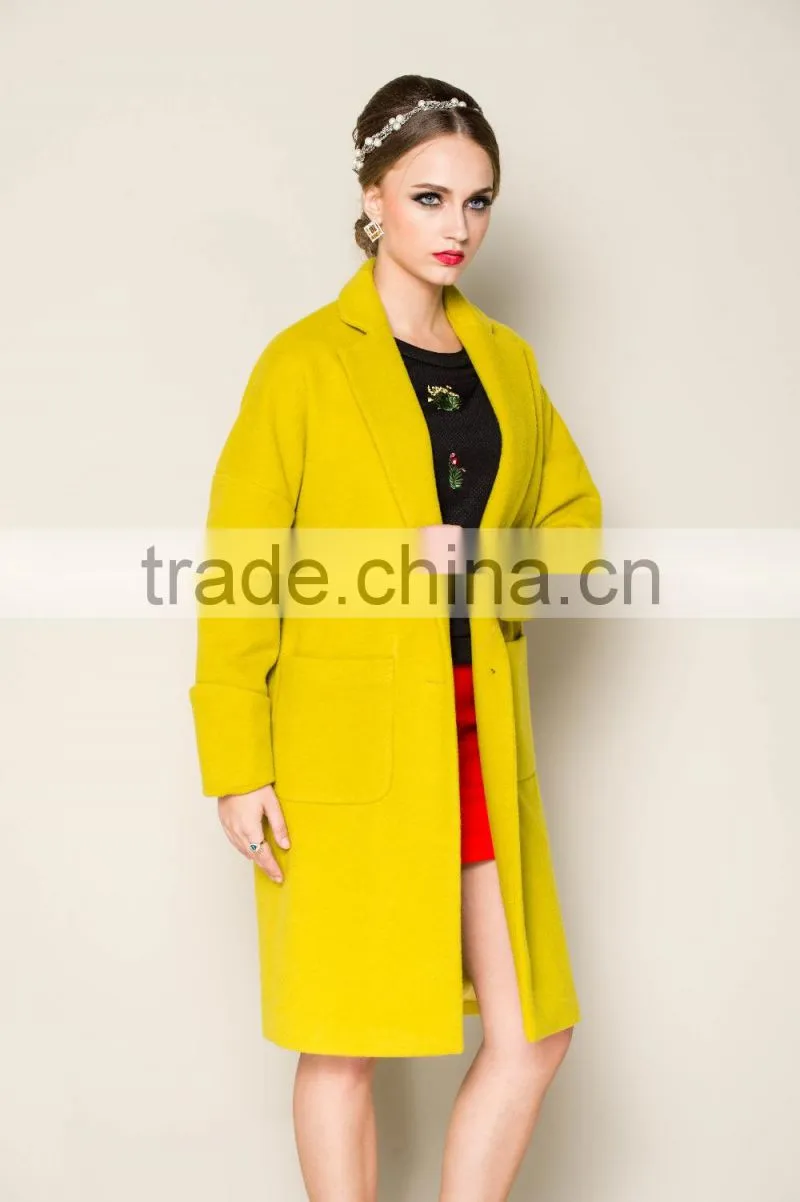 hot sale new fashion high grade grey long style ladies hand knitting wool coats