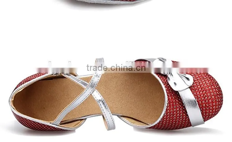 Girls Kid Buckle Strap Ballroom Modern Latin Dance Shoes Child Bowknot Colorful Closed Toe Low Heel Shoes