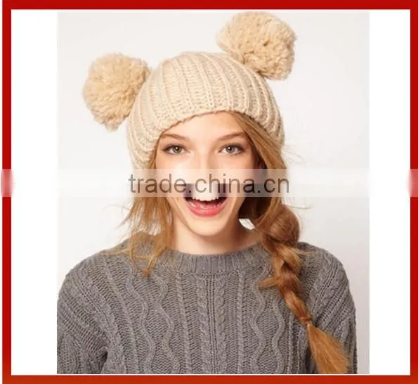 Women Knit Hat With Ears/Wholesale Cat Ear Beanie Crochet Braided Knit/Best Selling Cute Earflap Hand Made Woman Knitted Hats